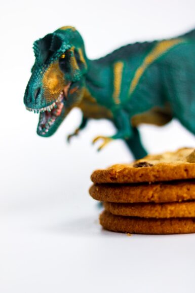 a dinosaur on a cookie